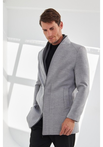 Erkek Dar Kesim Uzun Kaşe Kaban