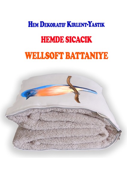 Blue Bird Tv Battaniyeli Opsiyonel Dekoratif Araç Içi Yastık fiyatları