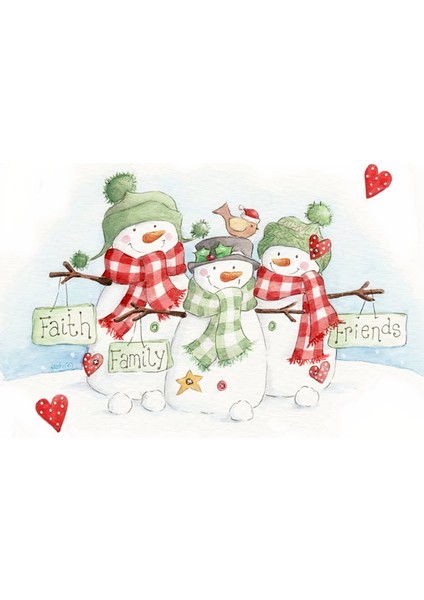 Vintage Christmas No:3 Desenli Amerikan Servisi Dikdörtgen 35 x 50 cm