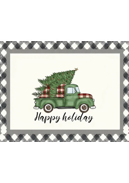 Happy Holiday Desenli Amerikan Servisi Dikdörtgen 35 x 50 cm