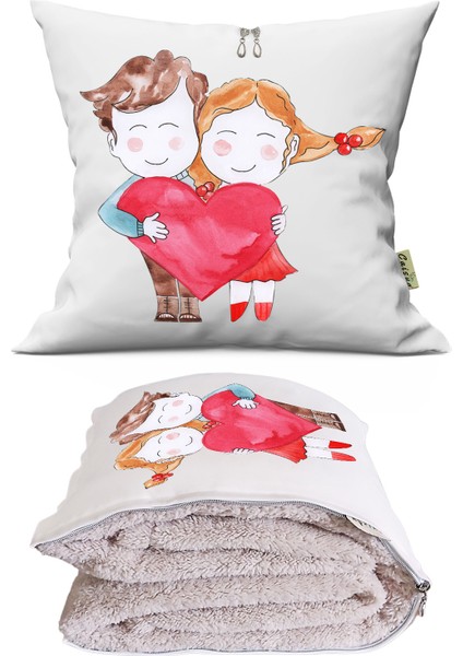Love 3 Tv Battaniyeli Opsiyonel Dekoratif Hediye Yastık