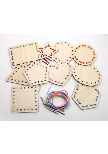 Ahşap Şekiller Ip Geçirme Kutulu Oyun, Montessori Ahşap El Kası Geliştirme Eğitici Oyun fırsatları