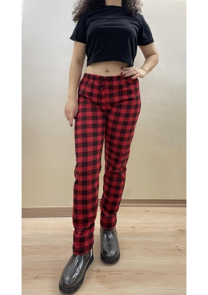 Kadın Lastikli Bel %100 Pamuklu Kurdeleli Desenli Pijama Altı