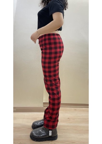 Kadın Lastikli Bel %100 Pamuklu Kurdeleli Desenli Pijama Altı indirimleri