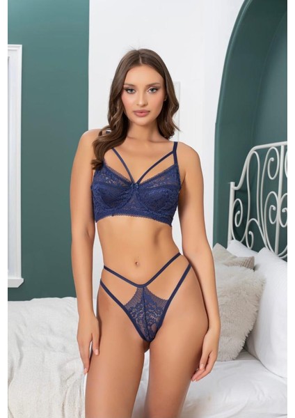 Lacivert Kapsız Bralet Takım