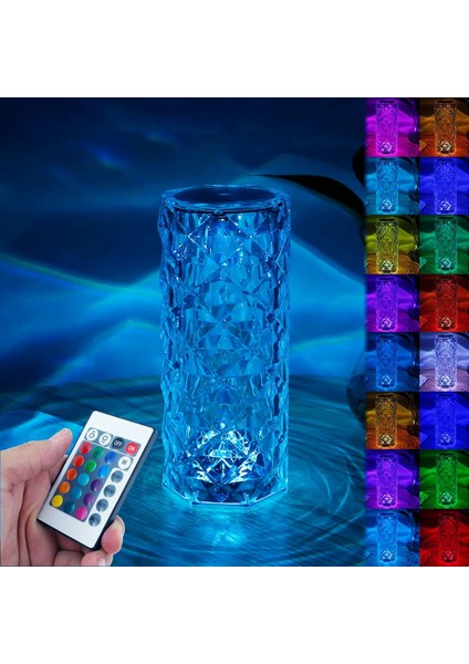 Ba Home Big Rose Diamond Table Lamp USB Charging Touch Lamp Kumandalı ve Dokunmatik Kristal Masa Lambası