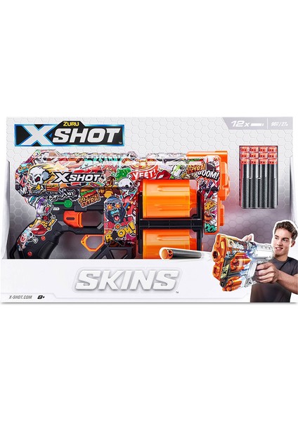 Zuru- X-Shot Skins Dread Sketch Blaster With 12 Dart Bullets