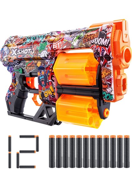 Zuru- X-Shot Skins Dread Sketch Blaster With 12 Dart Bullets modelleri