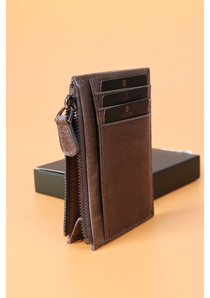 853 Unisex Hakiki Deri Slim Kartlık