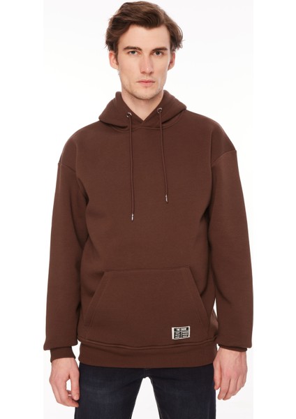 Kapüşon Yaka Kahve Erkek Sweatshırt TC3912