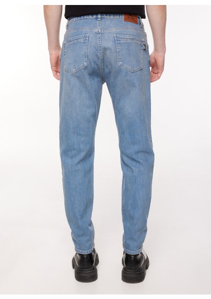 Normal Bel Dar Mavi Erkek Denim Pantolon TC5003