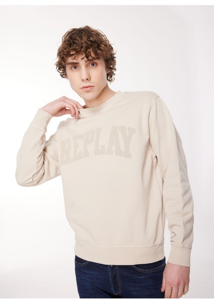 Bisiklet Yaka Bej Erkek Sweatshırt M6714 012 Platınum