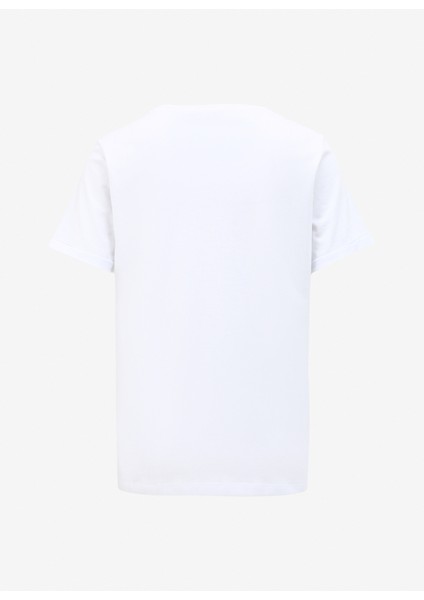 Bisiklet Yaka Baskılı Kırık Beyaz Kadın T-Shirt F4SL-TST0640