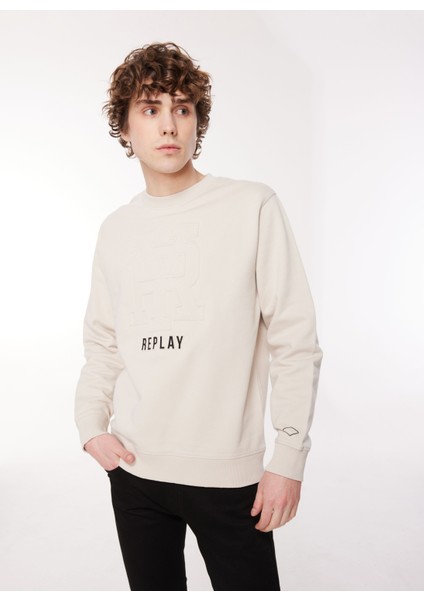 Bisiklet Yaka Bej Erkek Sweatshırt M6716 012 Platınum