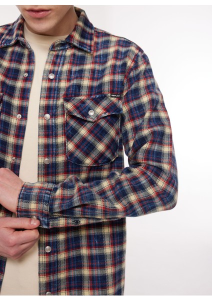 Normal Mavi Çizgili Erkek Gömlek M4067 010 Blue/lt Cream/red fırsatları