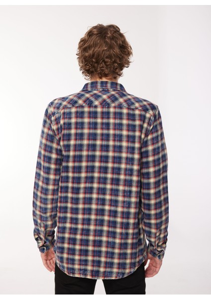 Normal Mavi Çizgili Erkek Gömlek M4067 010 Blue/lt Cream/red indirimleri