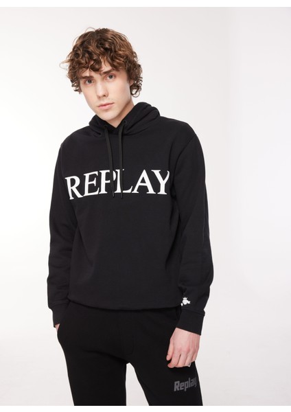 Kapüşon Yaka Siyah Erkek Sweatshırt M6711 098 Black