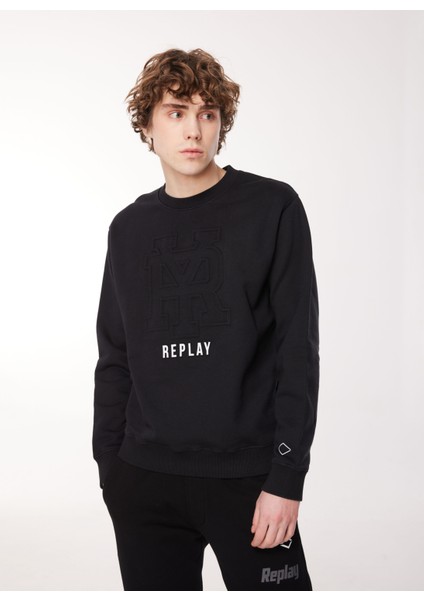 Bisiklet Yaka Siyah Erkek Sweatshırt M6716 098 Black