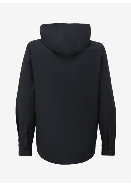 Loose Fit Kapüşon Yaka Düz Lacivert Erkek Gömlek F4SM-GML 0113
