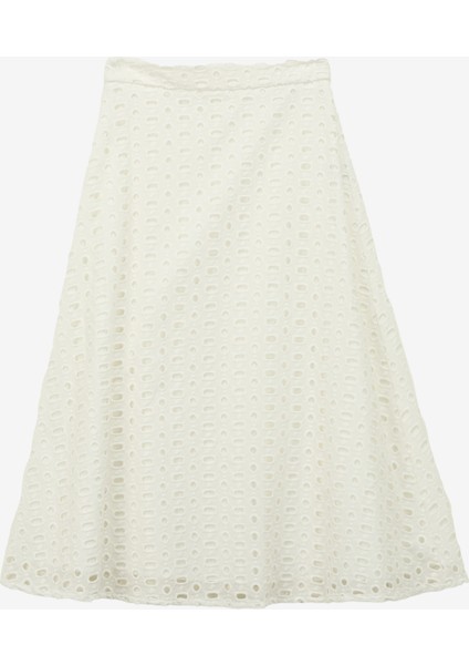 Normal Bel Beyaz Kadın Güpür Midi Etek FC4SL-ETK0081