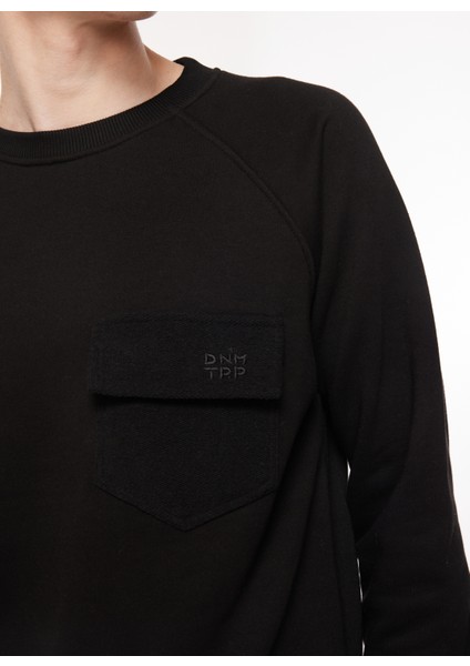 Bisiklet Yaka Siyah Erkek Sweatshirt Dt10417_Regular Fit Bisiklet Yaka fırsatları