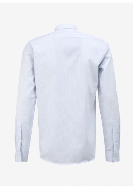 Açık Mavi Erkek Slim Fit Çizgili Gömlek F4SM-GML 0228