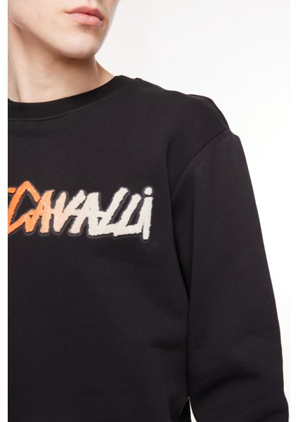 Bisiklet Yaka Siyah Erkek Sweatshirt 75Oaı3R2