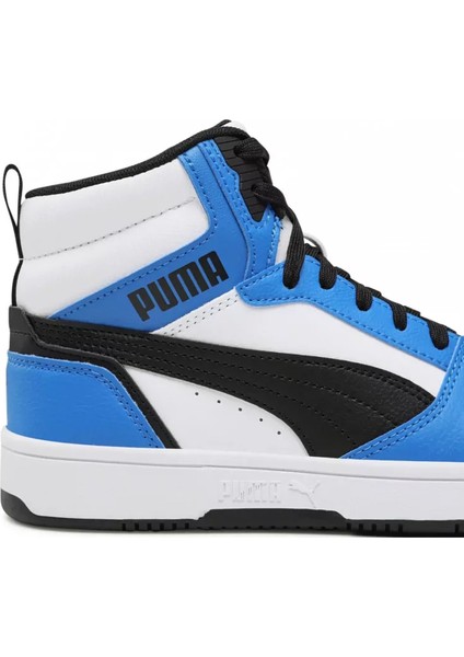 Beyaz - Mavi Erkek Çocuk Yürüyüş Ayakkabısı 39383106-PUMA Rebound V6 Mid Jr