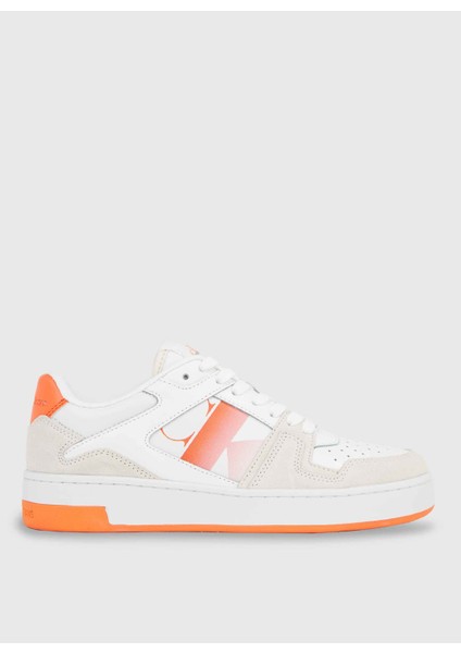 Beyaz - Turuncu Kadın Süet Sneaker YW0YW0144602T