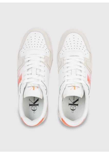 Beyaz - Turuncu Kadın Süet Sneaker YW0YW0144602T fırsatları
