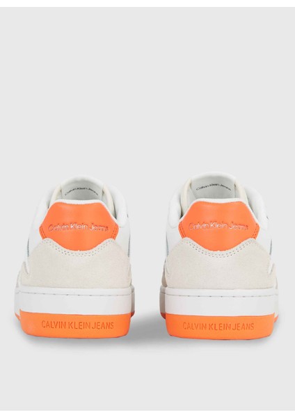 Beyaz - Turuncu Kadın Süet Sneaker YW0YW0144602T indirimleri