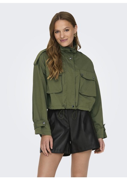 Yeşil Kadın Mont Onlocean Short Cargo Jacket Otw modelleri