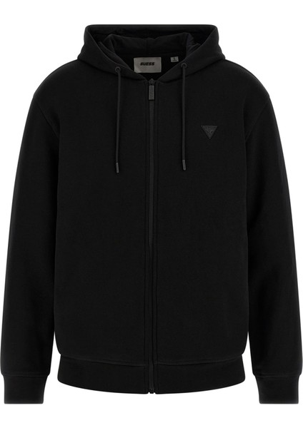 Siyah Erkek Kapüşon Yaka Zip Ceket Z2YQ28K9V31JBLK-ALDWIN Zıp Hooded