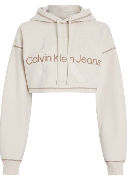 Kapüşon Yaka Nakışlı Ekru Kadın Sweatshırt J20J222540YBI