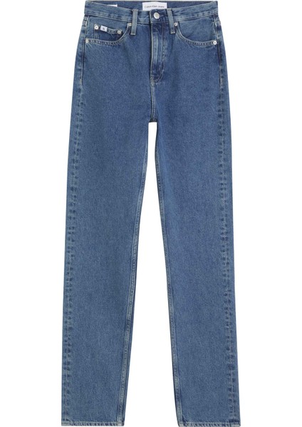 Yüksek Bel Düz Paça Normal Mavi Kadın Denim Pantolon J20J2224431A4