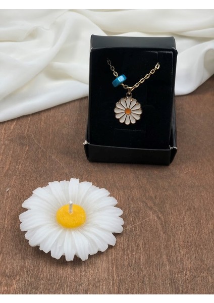 14 Şubat Sevgililer Günü Hediyesi Kız Arkadaşa Sevgiliye Eşe Doğum Günü Hediyesi Papatya Kolye, Mum