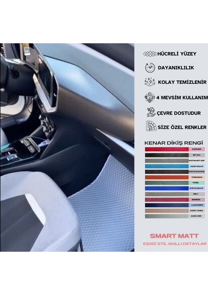 Smart Matt Opel Mokka 2020 + Uyumlu Yeni Nesil Araca Özel Akıllı Oto Paspas Havuzlu Oto Paspas Araba Paspas