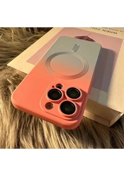 iPhone 12 Pro  Kılıf Magsafe Manyetik Kablosuz Şarj Lens Korumalı Ombre Renk Geçişli Colorful