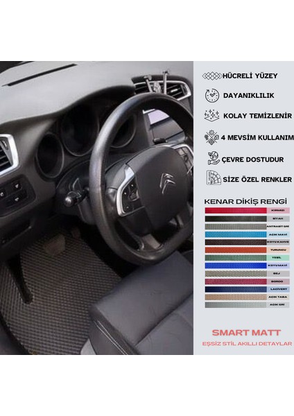 Smart Matt Citroen C4 C 4 2011 - 2015 Uyumlu Yeni Nesil Araca Özel Akıllı Oto Paspas Havuzlu Oto Paspas Araba Paspas