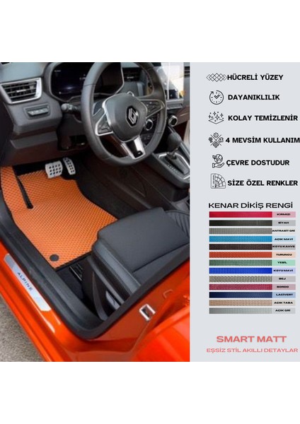 Smart Matt Renault Clio Alpine 2023+ Uyumlu Yeni Nesil Araca Özel Akıllı Oto Paspas Havuzlu Oto Paspas Araba Paspas