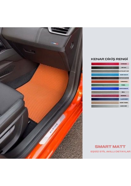 Smart Matt Renault Clio Alpine 2023+ Uyumlu Yeni Nesil Araca Özel Akıllı Oto Paspas Havuzlu Oto Paspas Araba Paspas