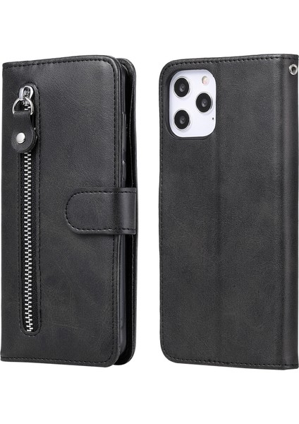 iPhone 12 Pro Max ile Uyumlu Moda Fermuar Çevirme Deri Manyetik Cüzdan Telefon Kılıfı (Yurt Dışından)