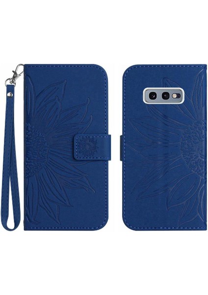 Samsung Galaxy S10E Kabartmalı Ayçiçeği Flip Cüzdan Pu Telefon Kılıfı (Yurt Dışından)