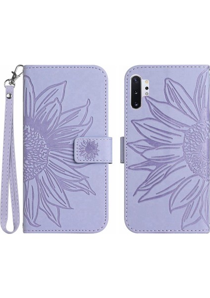 Samsung Galaxy Not 10 Artı Flip Cüzdan Için Kısa Kayış Pu Telefon Kılıfı (Yurt Dışından)