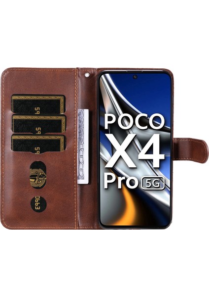 Xiaomi Poco X4 Pro 5g ile Uyumlu Moda Fermuar Çevirme Deri Manyetik Cüzdan Telefon Kılıfı (Yurt Dışından)