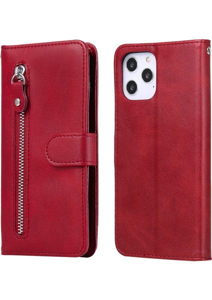 iPhone 12 Pro Max ile Uyumlu Moda Fermuar Çevirme Deri Manyetik Cüzdan Telefon Kılıfı (Yurt Dışından)