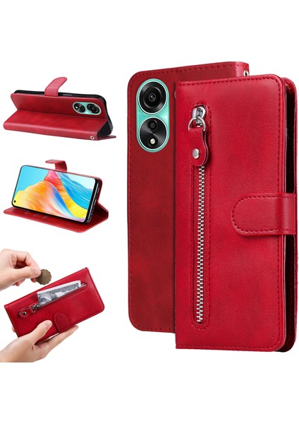 Oppo A78 4g ile Uyumlu Moda Fermuar Çevirme Deri Manyetik Cüzdan Telefon Kılıfı (Yurt Dışından) fiyatları