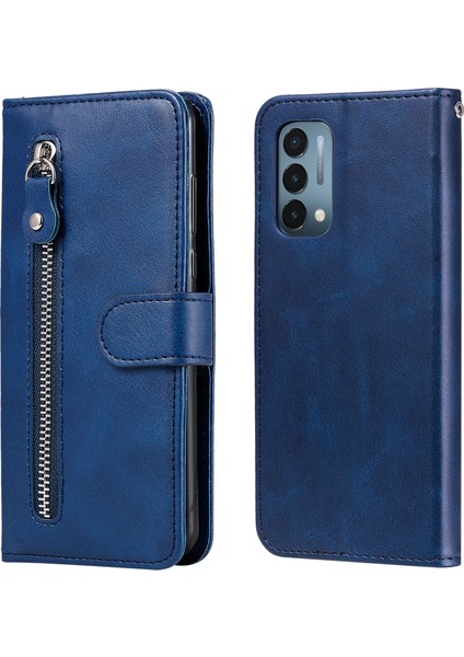 Oneplus Nord 200 5g ile Uyumlu Moda Fermuar Çevirme Deri Manyetik Cüzdan Telefon Kılıfı (Yurt Dışından)