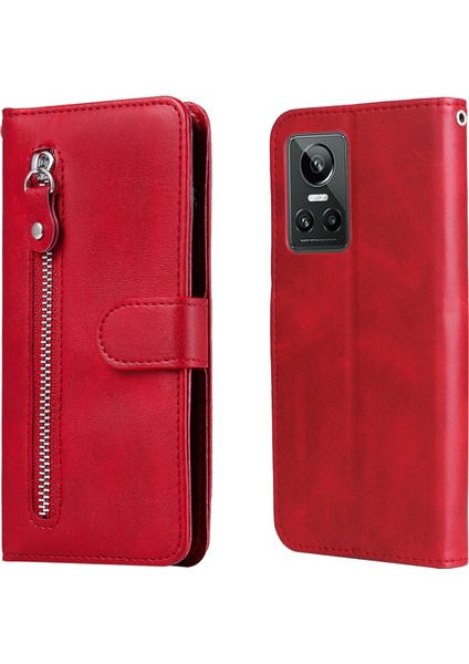Realme Gt Ne0 3 ile Uyumlu Moda Fermuar Çevirme Deri Manyetik Cüzdan Telefon Kılıfı (Yurt Dışından)