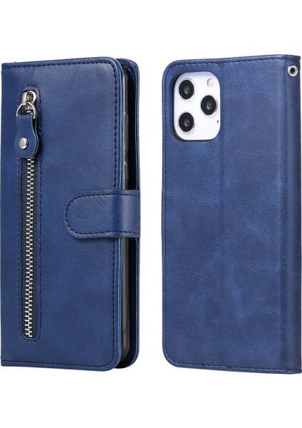 iPhone 12 Pro Max ile Uyumlu Moda Fermuar Çevirme Deri Manyetik Cüzdan Telefon Kılıfı (Yurt Dışından)